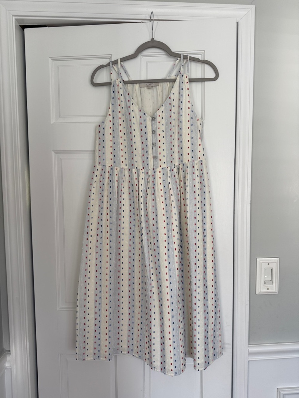 LOFT Swiss Dot Sundress - Red, White and Blue